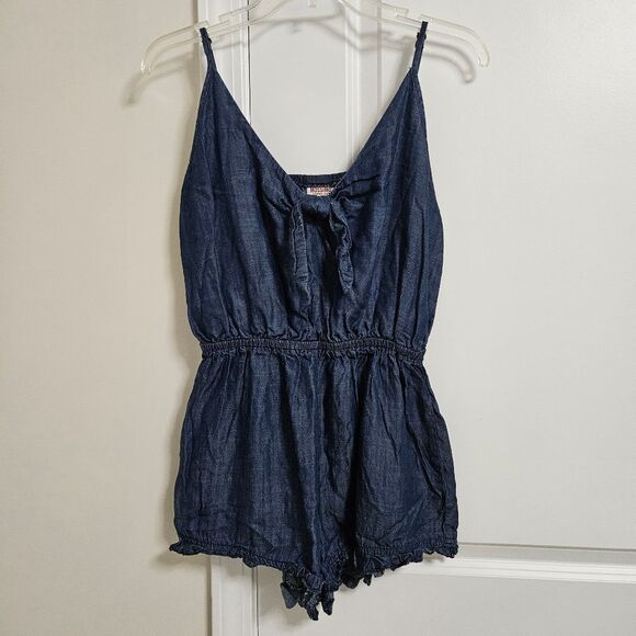 Mossimo Co. Denim Strappy Tie Front Romper Women’s Small Blue Jumper Boho  EUC - Picture 1 of 11